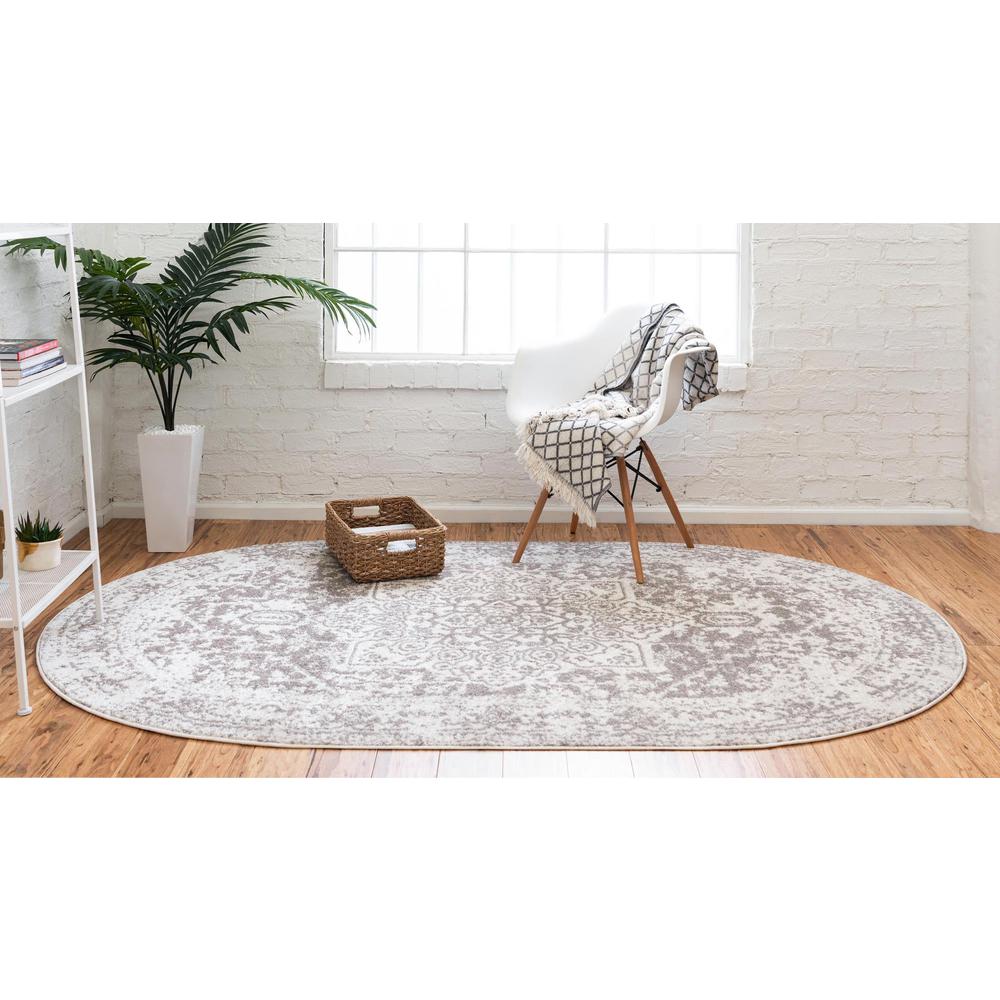 Unique Loom 5x8 Oval Rug in White (3150267). Picture 4