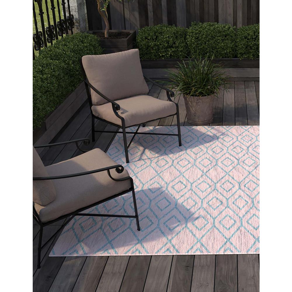 Jill Zarin Outdoor Turks and Caicos Area Rug 10' 8" x 10' 8", Square Pink and Aqua. Picture 2