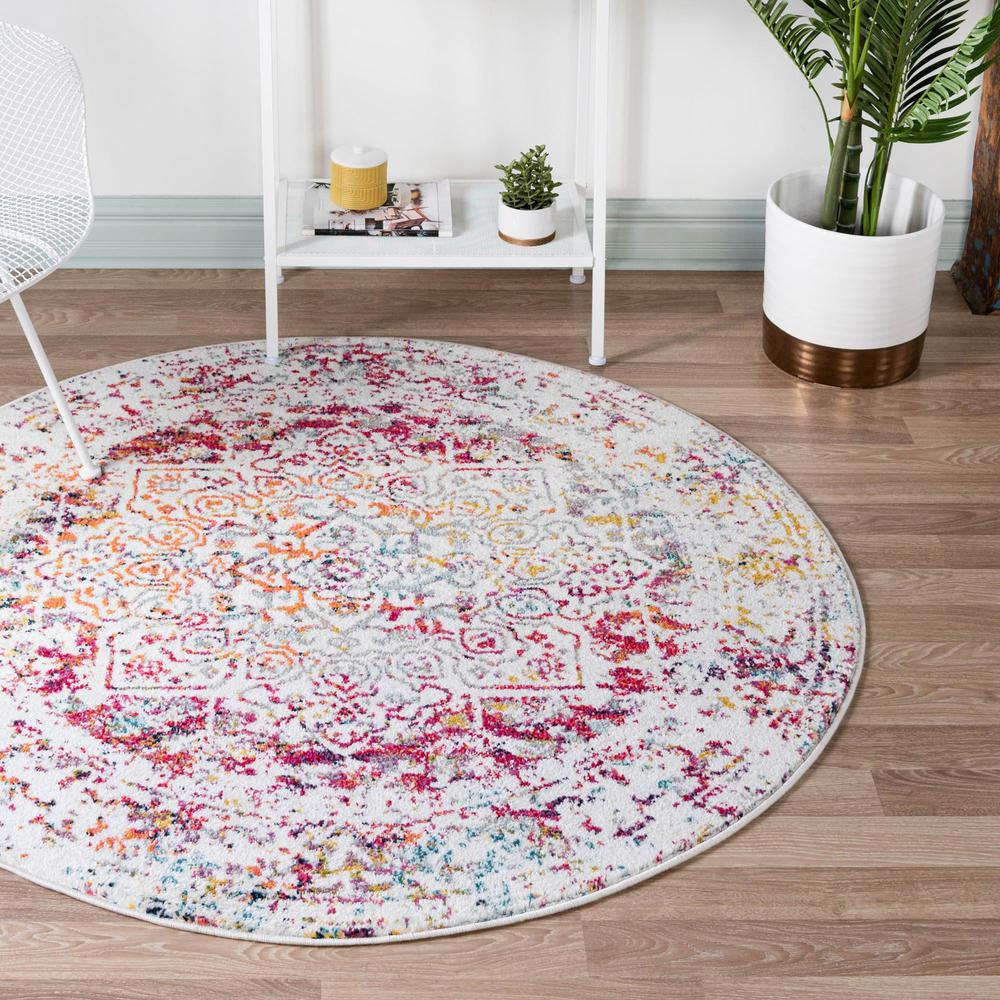 Unique Loom 5 Ft Round Rug in Ivory (3150549). Picture 2