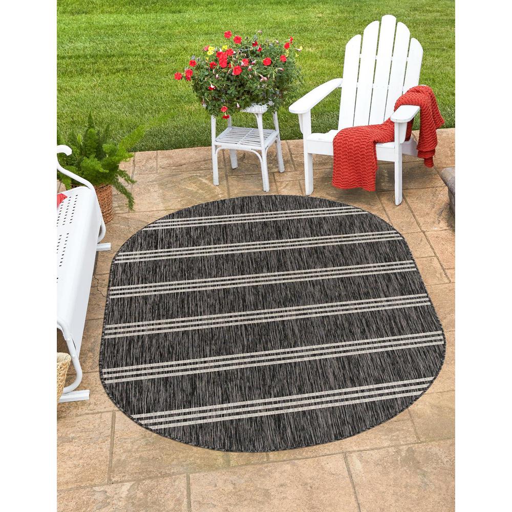 Jill Zarin Outdoor Anguilla Area Rug 7' 10" x 10' 0", Oval Charcoal. Picture 2
