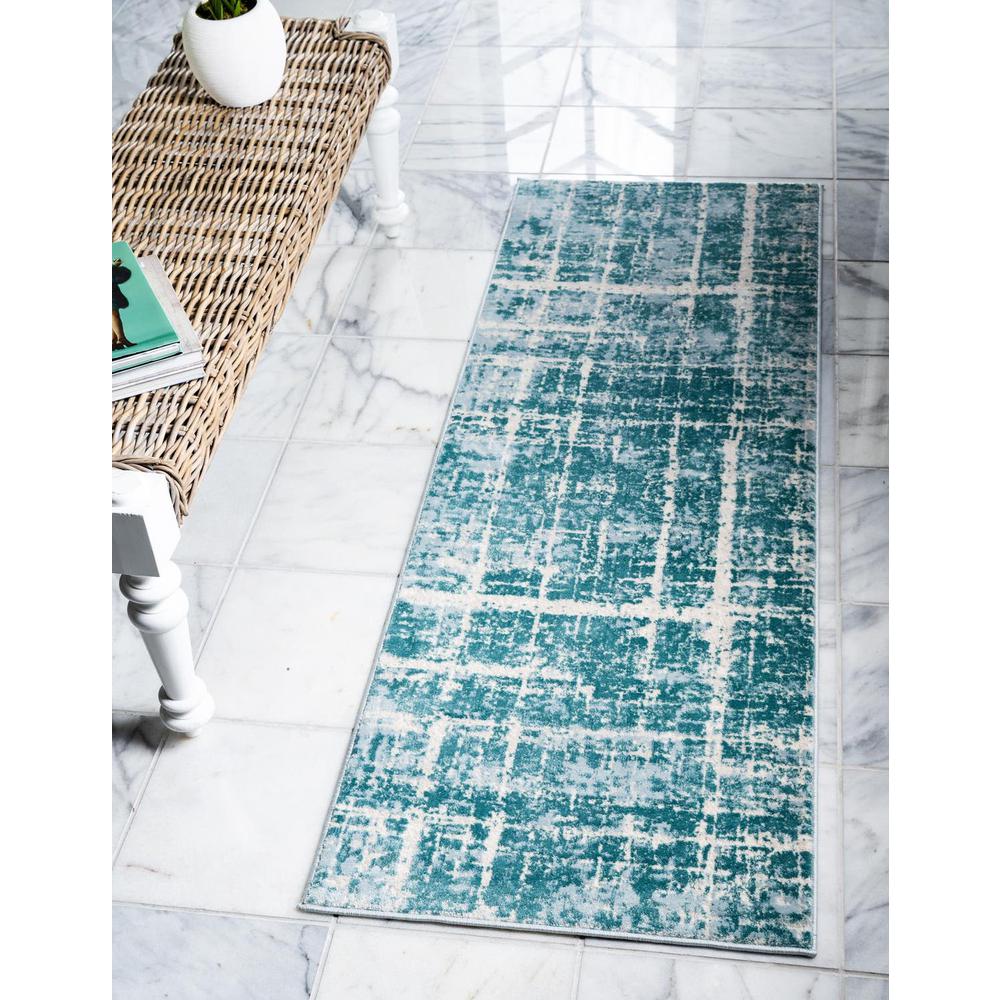 Uptown Lexington Avenue Area Rug 2' 7" x 8' 0", Runner Turquoise. Picture 2