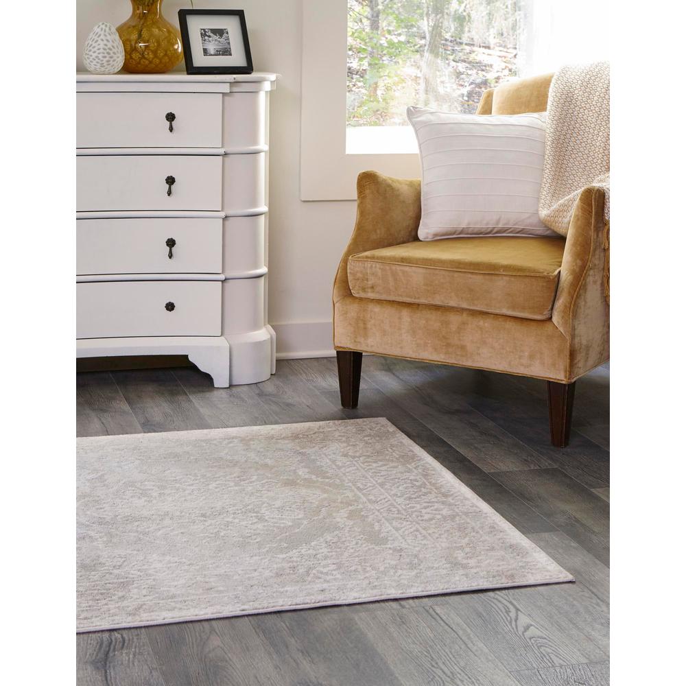 Unique Loom 6 Ft Square Rug in Gray (3155634). Picture 3