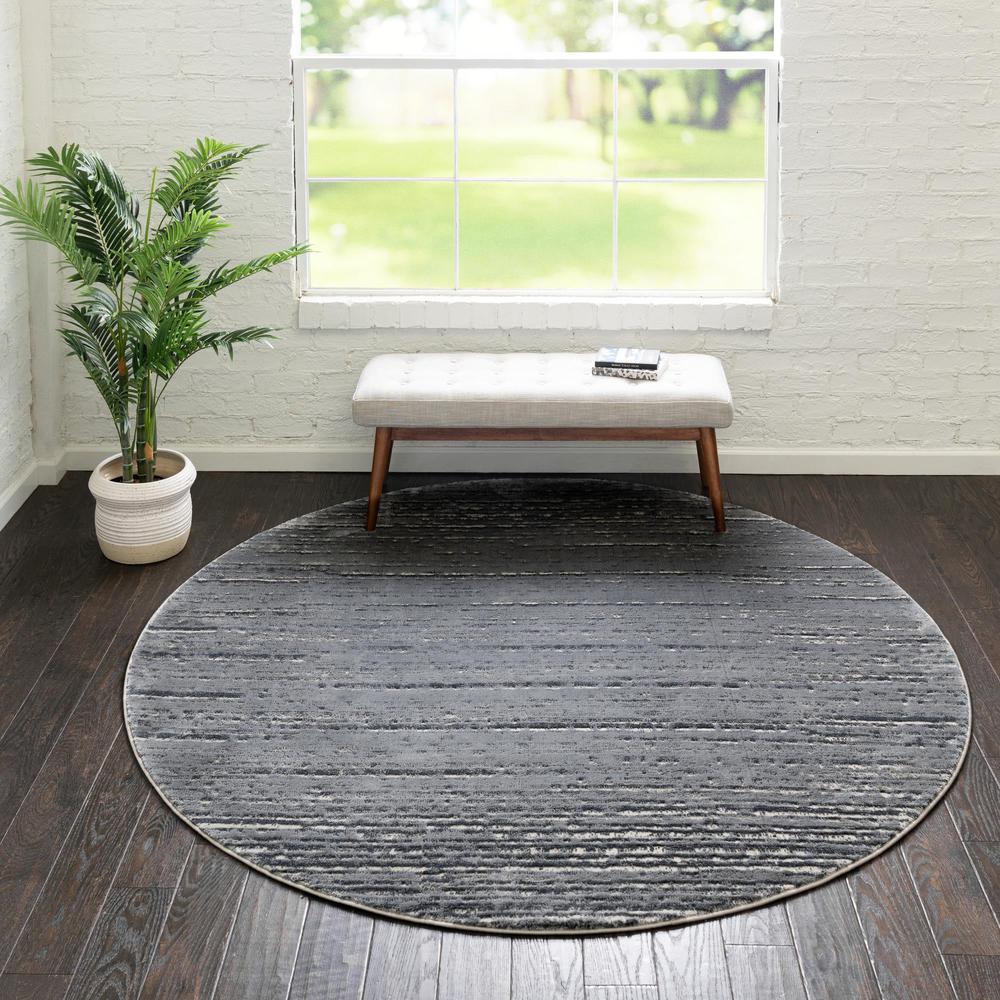 Unique Loom 7 Ft Round Rug in Gray (3154274). Picture 2