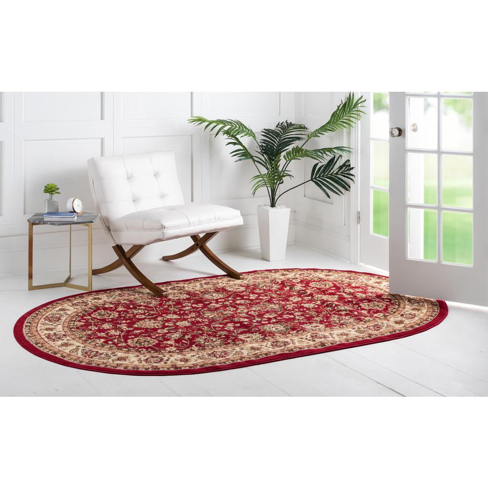 Unique Loom 5x8 Oval Rug in Burgundy (3152865). Picture 3