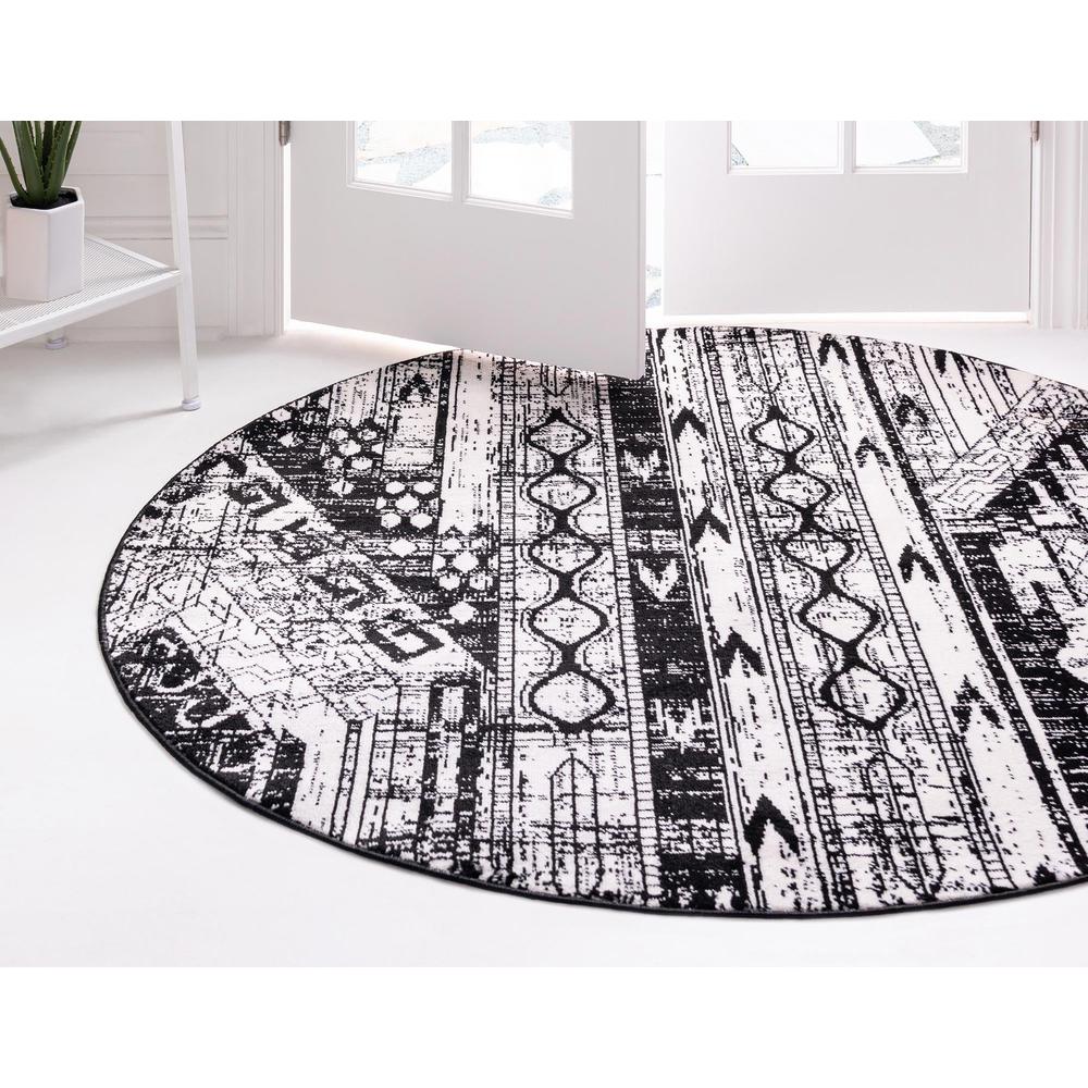 Unique Loom 5 Ft Round Rug in White (3152036). Picture 3