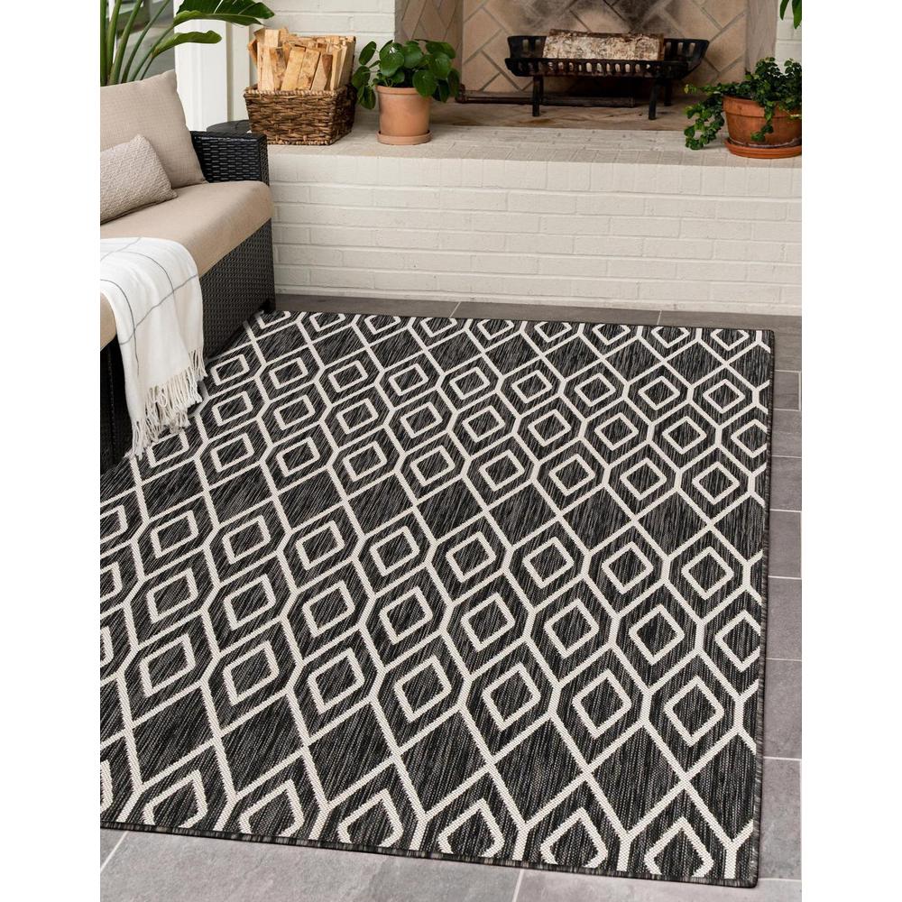 Jill Zarin Outdoor Turks and Caicos Area Rug 6' 0" x 9' 0", Rectangular Charcoal Gray. Picture 2