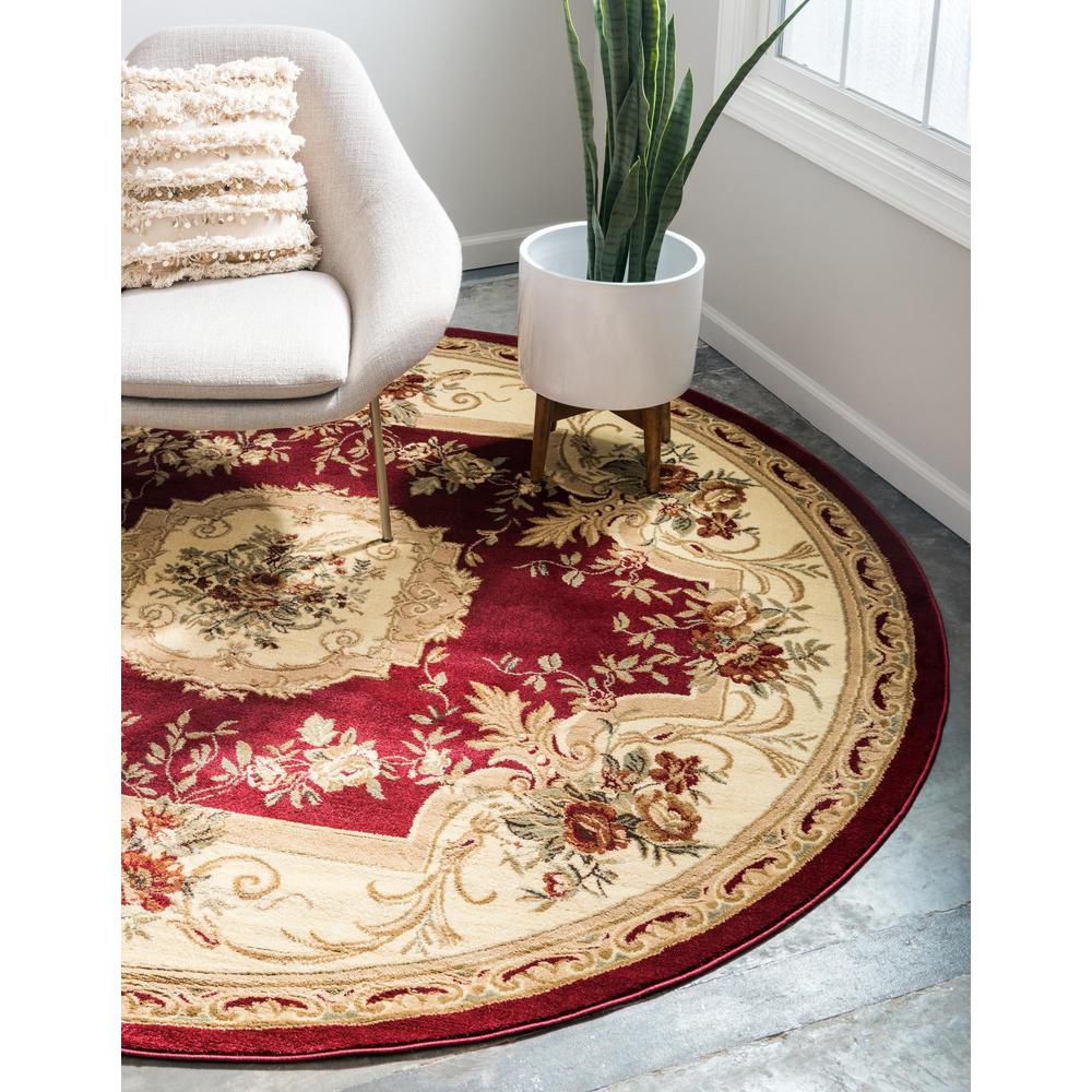 Unique Loom 5 Ft Round Rug in Burgundy (3153869). Picture 2