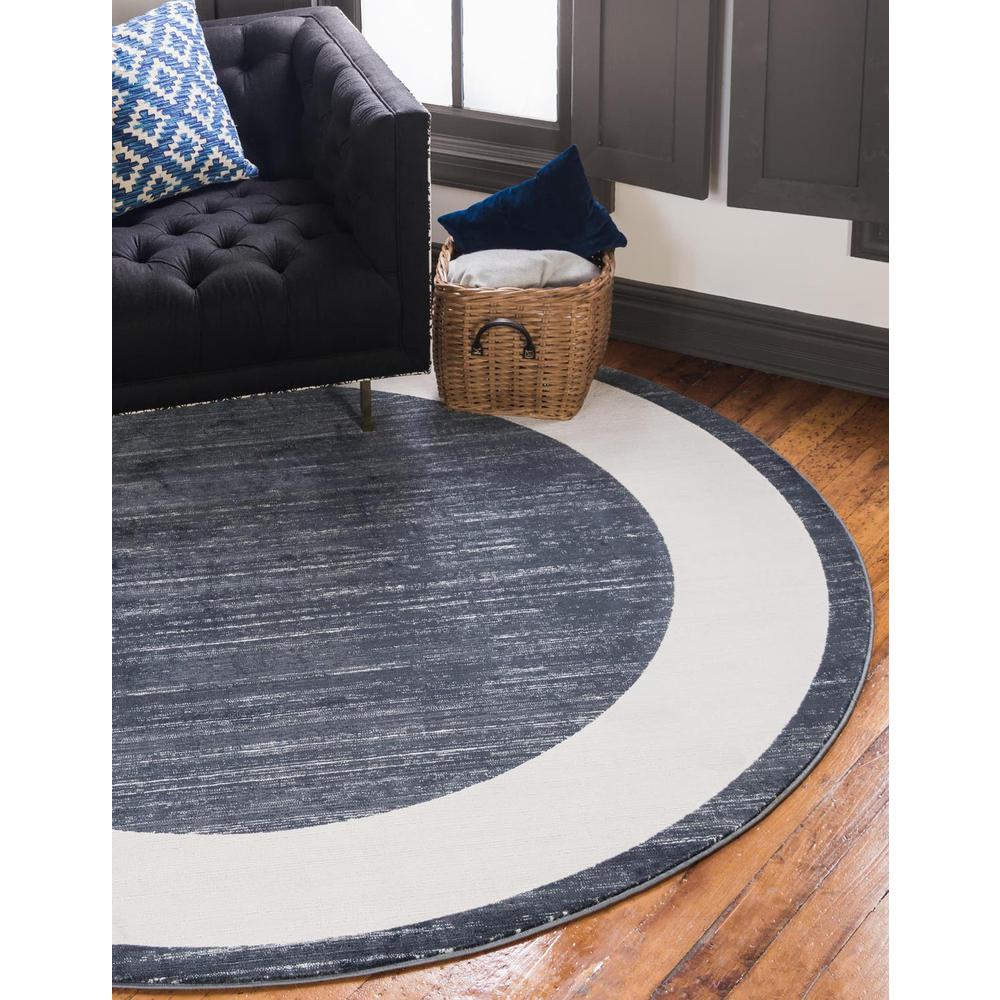 Uptown Yorkville Area Rug 5' 3" x 5' 3", Round Navy Blue. Picture 2