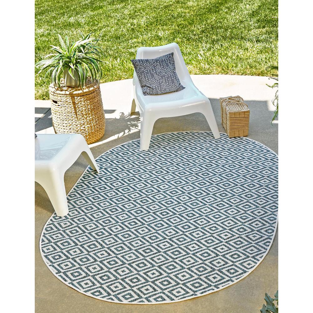 Jill Zarin Outdoor Costa Rica Area Rug 5' 3" x 8' 0", Oval Teal. Picture 2