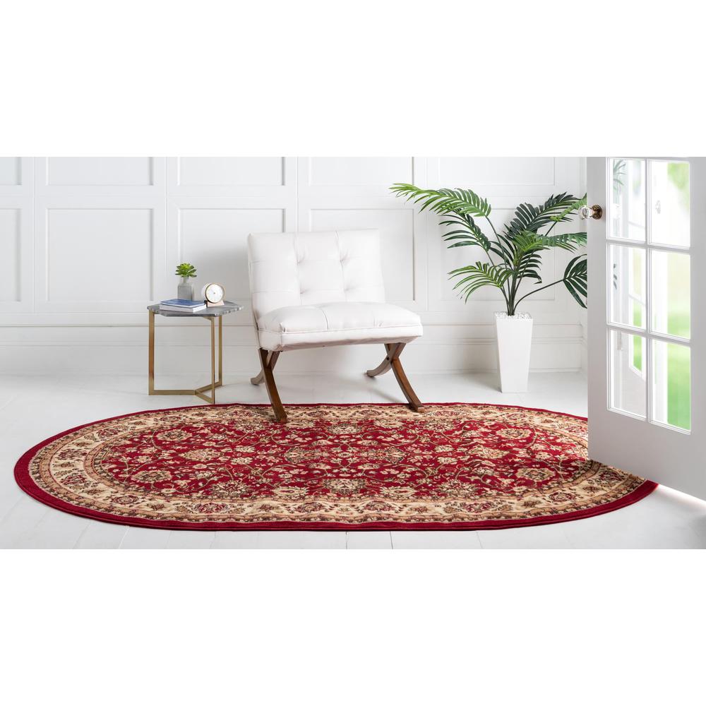 Unique Loom 5x8 Oval Rug in Burgundy (3152865). Picture 4