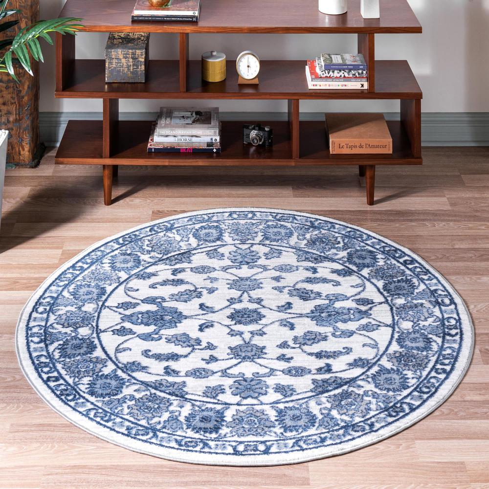 Unique Loom 5 Ft Round Rug in Ivory (3150717). Picture 2