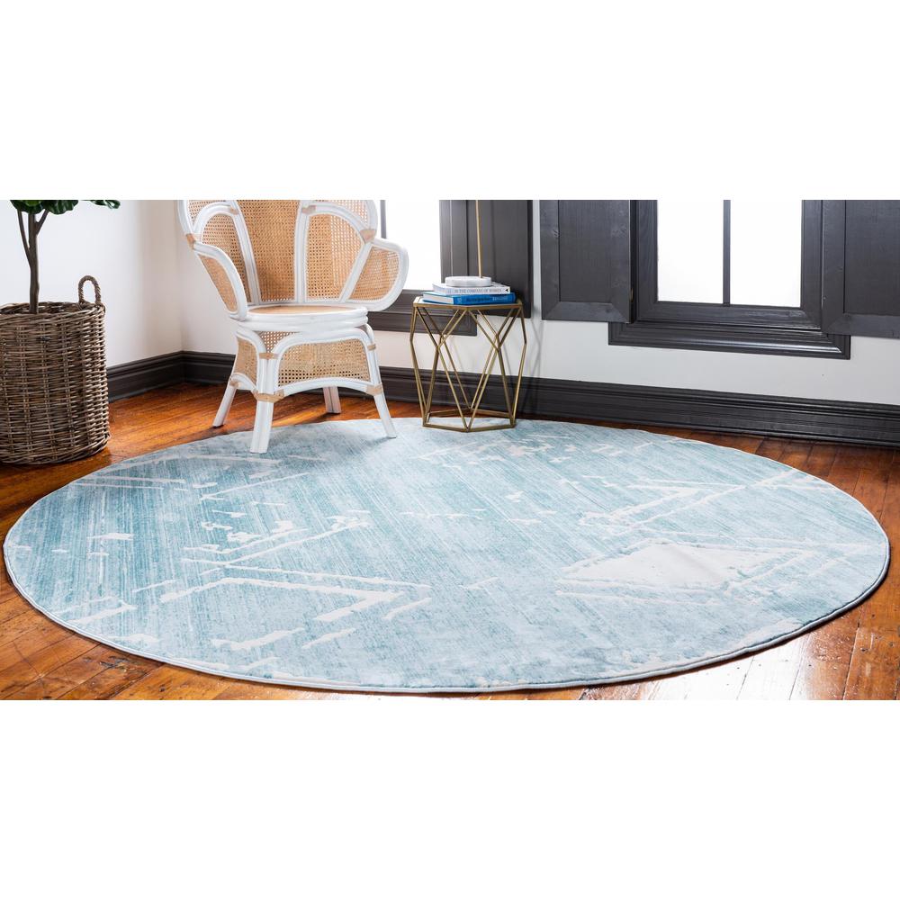 Uptown Carnegie Hill Area Rug 5' 3" x 5' 3", Round Turquoise. Picture 3
