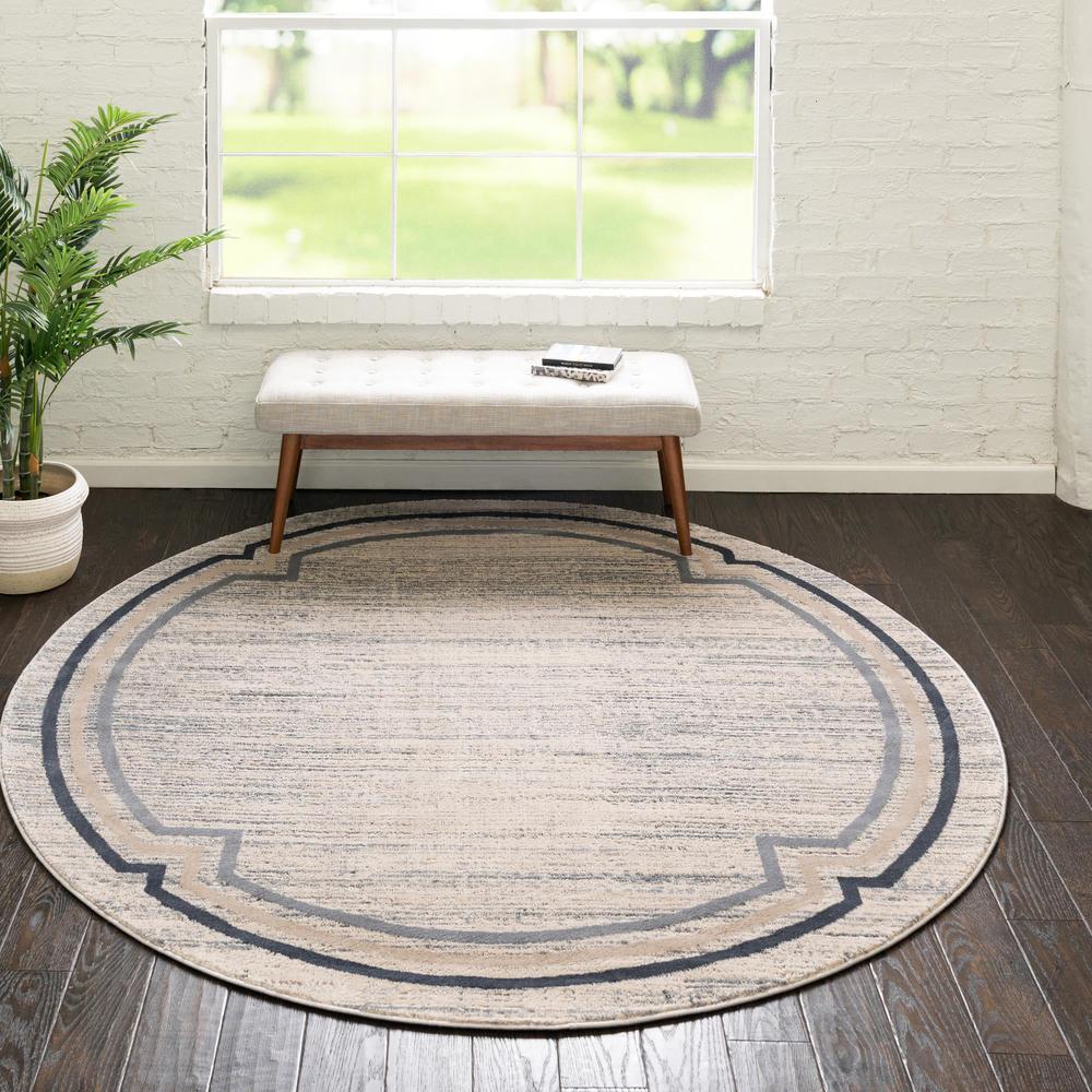 Unique Loom 7 Ft Round Rug in Gray (3154391). Picture 2