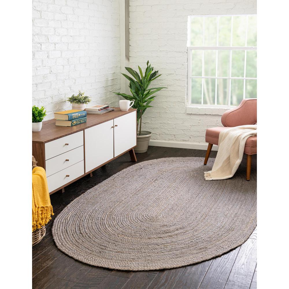 Unique Loom 5x8 Oval Rug in Gray (3153080). Picture 2