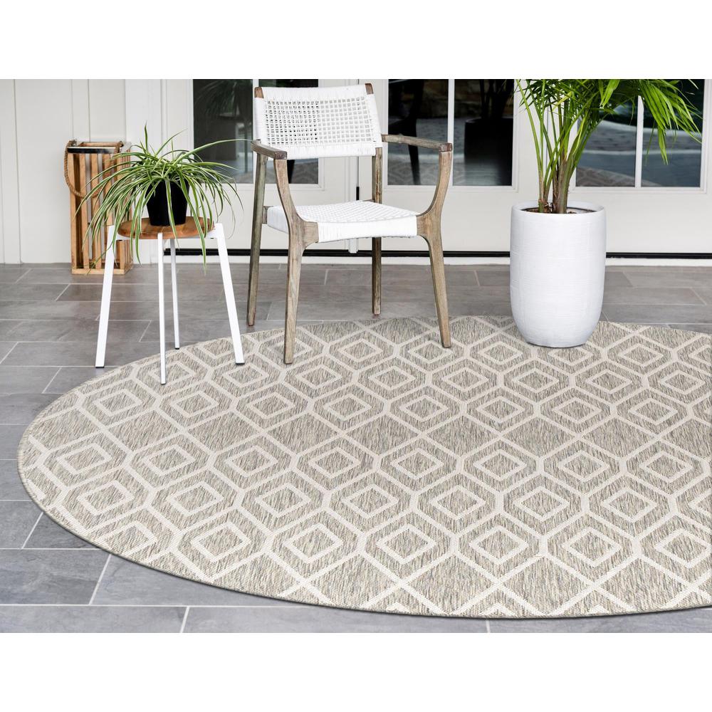 Jill Zarin Outdoor Turks and Caicos Area Rug 6' 7" x 6' 7", Round Gray Cream. Picture 3