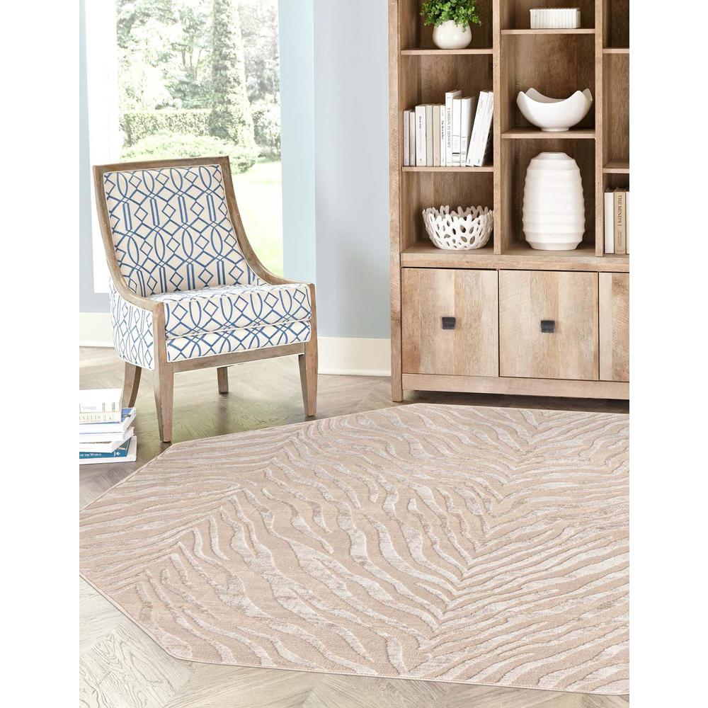 Finsbury Meghan Area Rug 5' 3" x 5' 3", Octagon Ivory Beige. Picture 2
