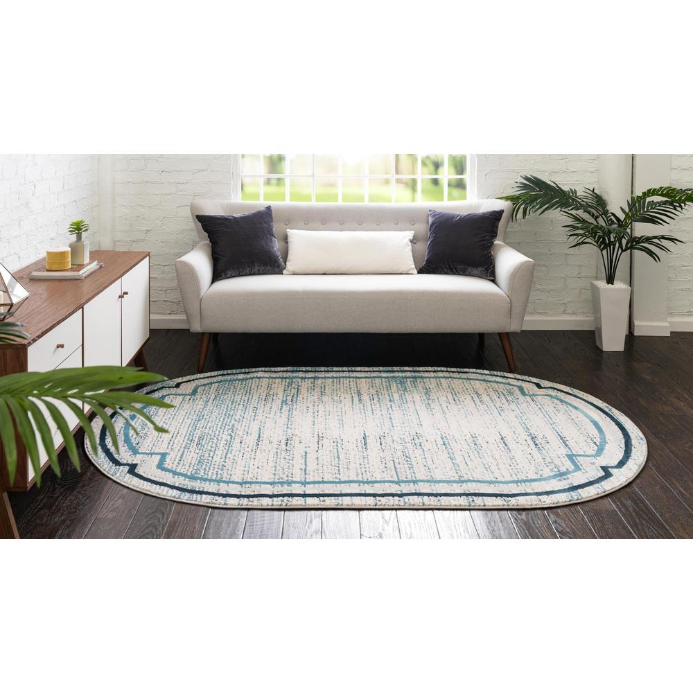 Unique Loom 8x10 Oval Rug in Blue (3154364). Picture 4