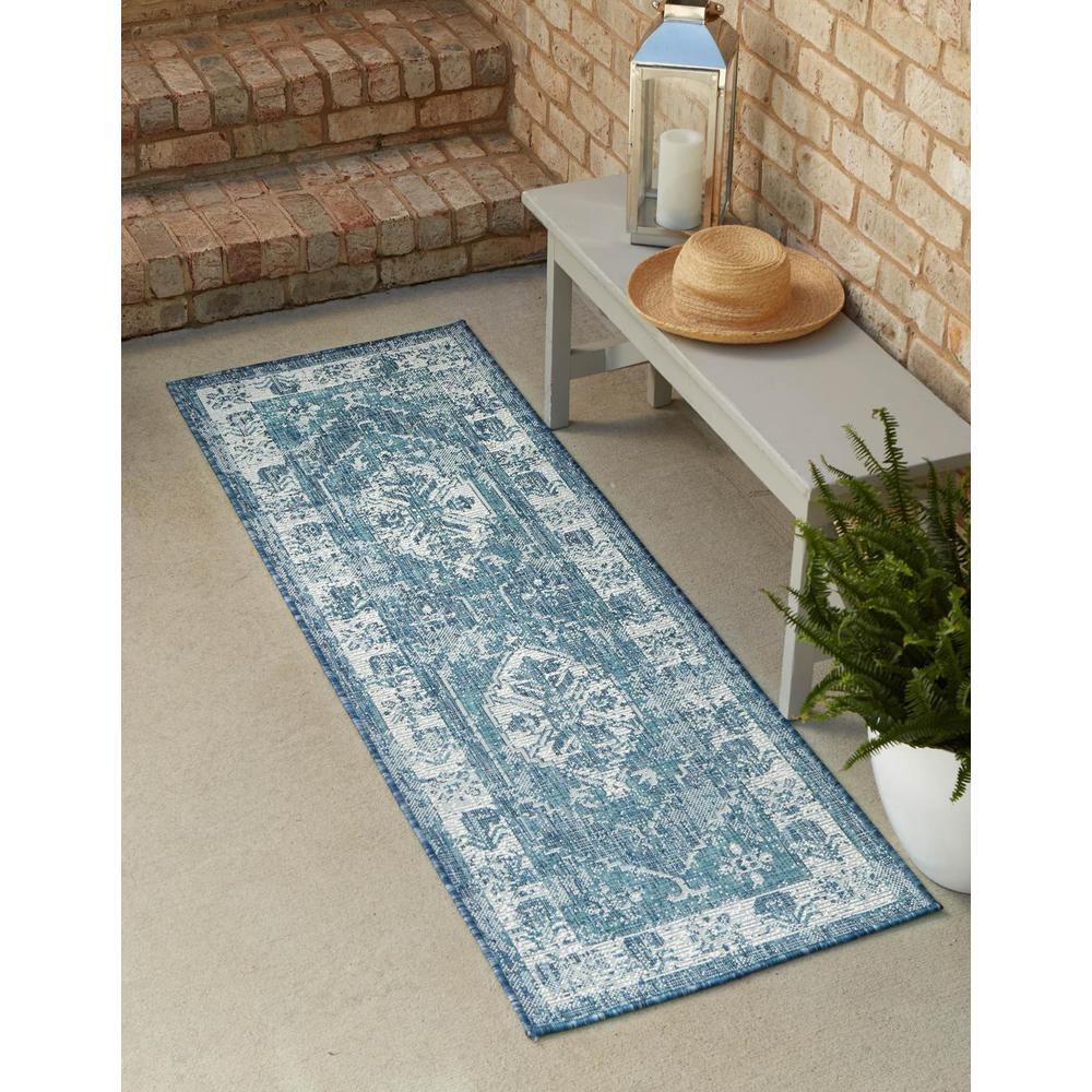 Outdoor Traditional Collection, Area Rug, Blue, 2' 0" x 6' 0", Runner. Picture 1