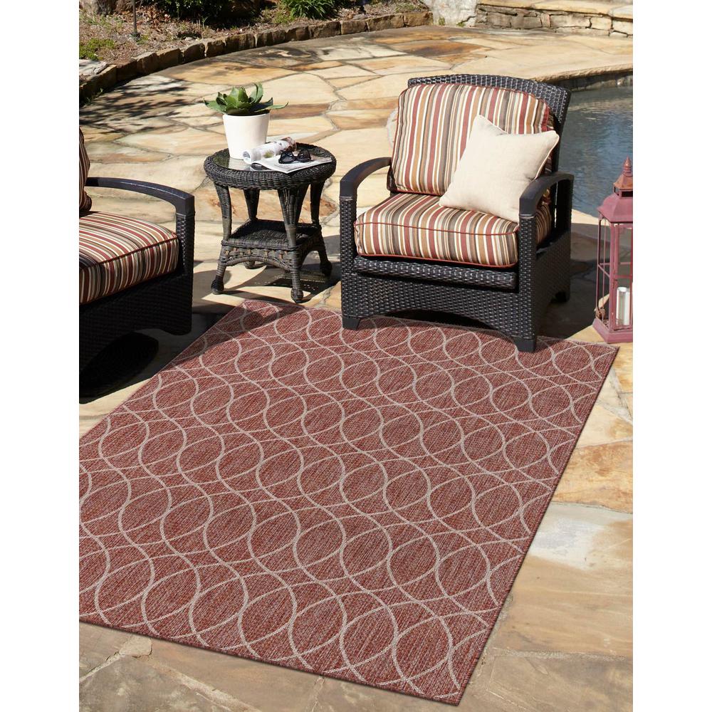 Outdoor Trellis Collection, Area Rug, Rust Red, 5' 3" x 7' 10", Rectangular. Picture 2
