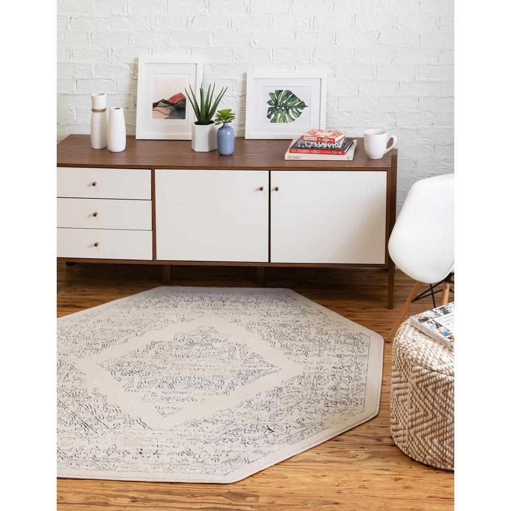 Unique Loom 8 Ft Octagon Rug in White (3161710). Picture 2