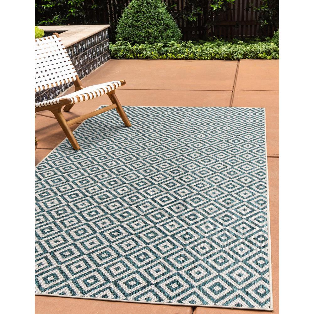 Jill Zarin Outdoor Costa Rica Area Rug 1' 4" x 1' 4", Square Teal. Picture 2