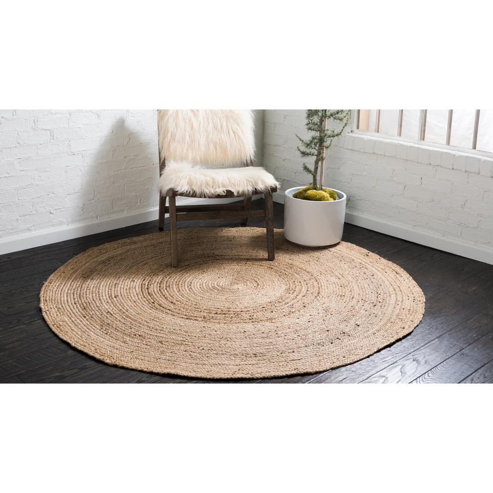 Unique Loom 7 Ft Round Rug in Natural (3150068). Picture 3