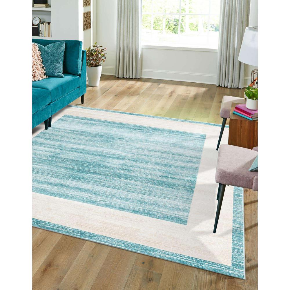 Uptown Yorkville Area Rug 7' 10" x 7' 10", Square Turquoise. Picture 3