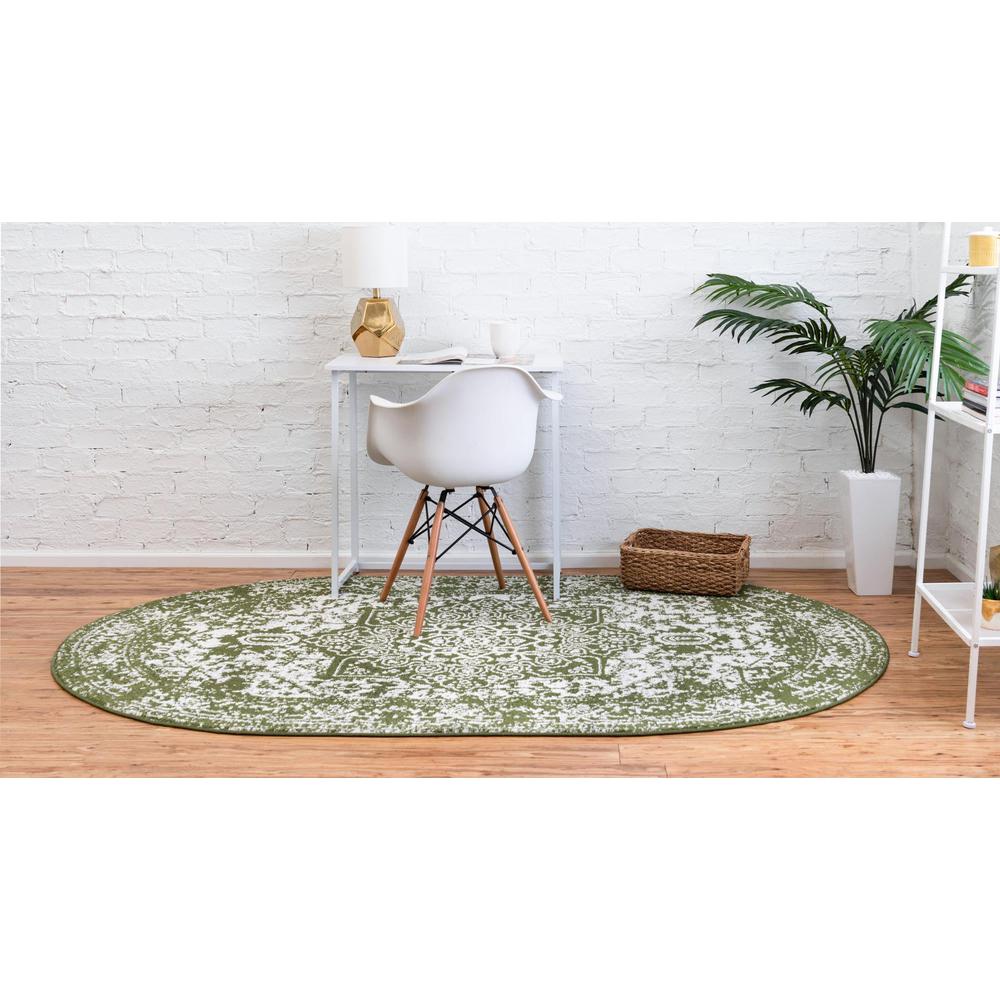 Unique Loom 5x8 Oval Rug in Green (3150459). Picture 4