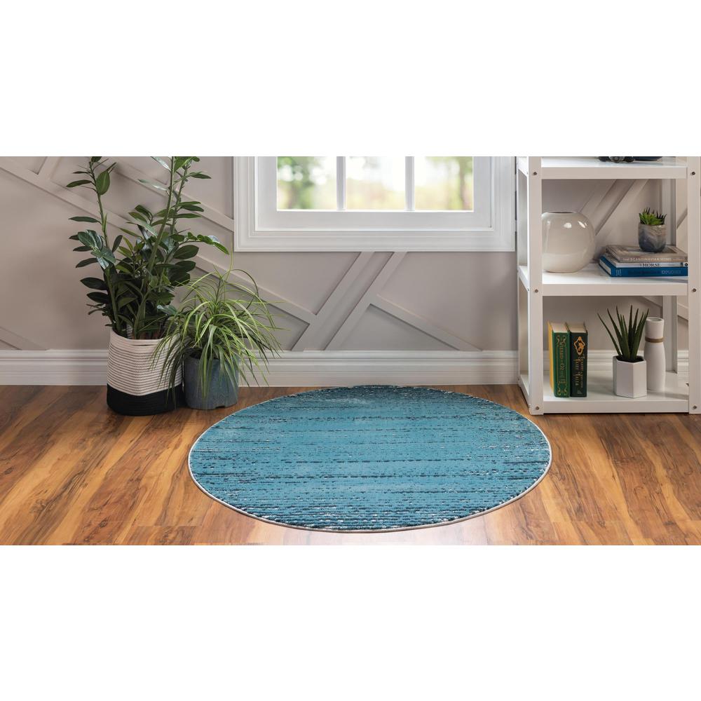 Unique Loom 7 Ft Round Rug in Blue (3154248). Picture 4