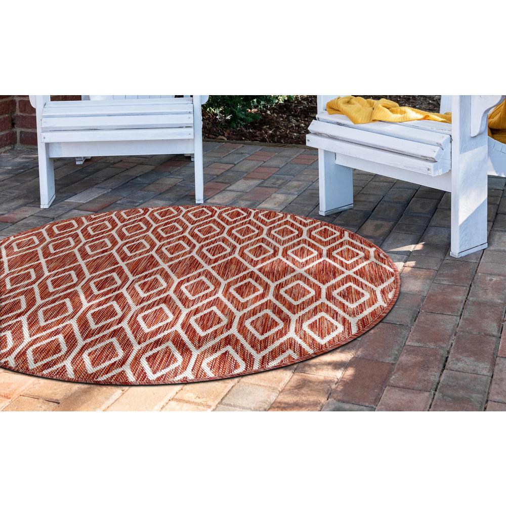 Jill Zarin Outdoor Turks and Caicos Area Rug 6' 7" x 6' 7", Round Rust Red. Picture 3