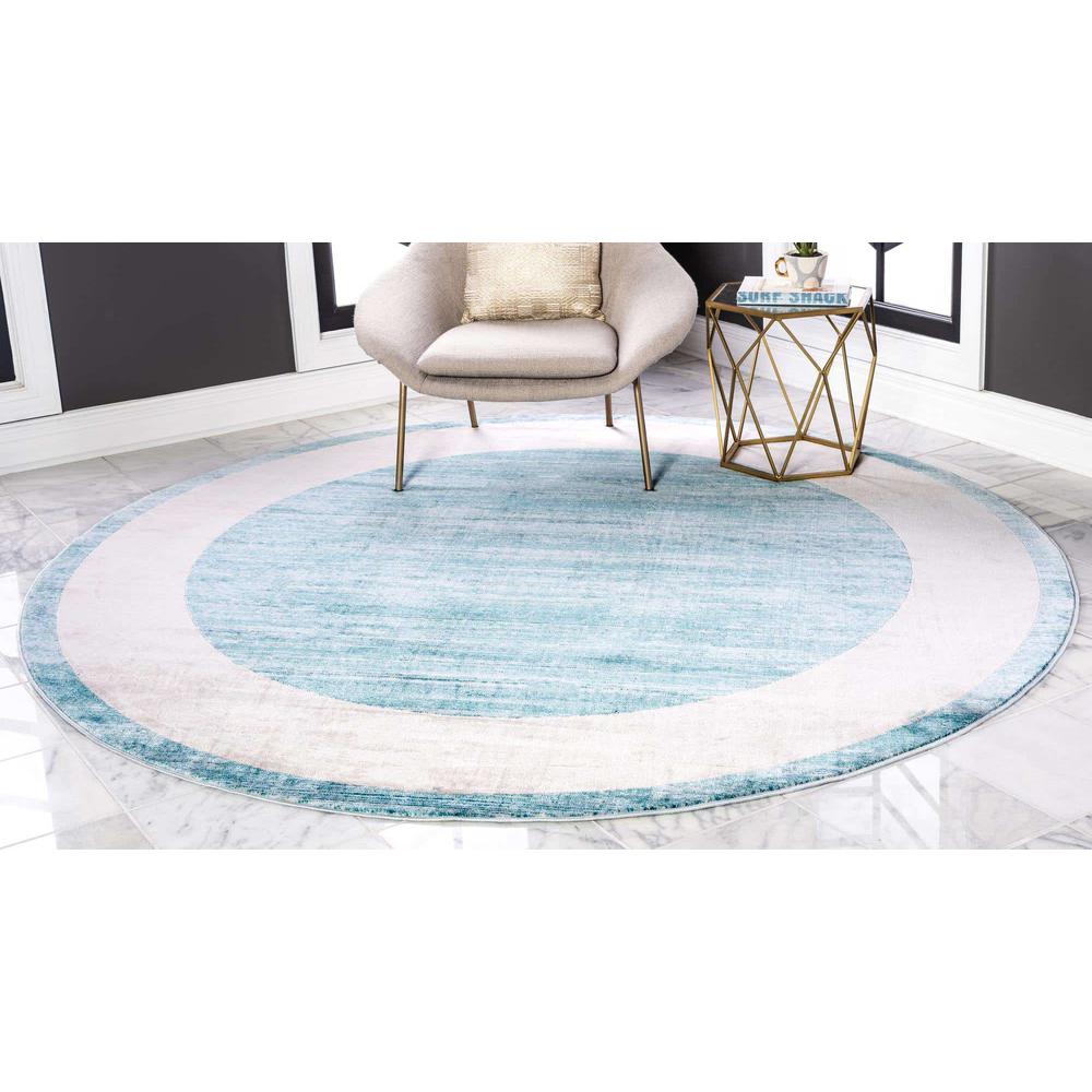 Uptown Yorkville Area Rug 3' 3" x 3' 3", Round Turquoise. Picture 3