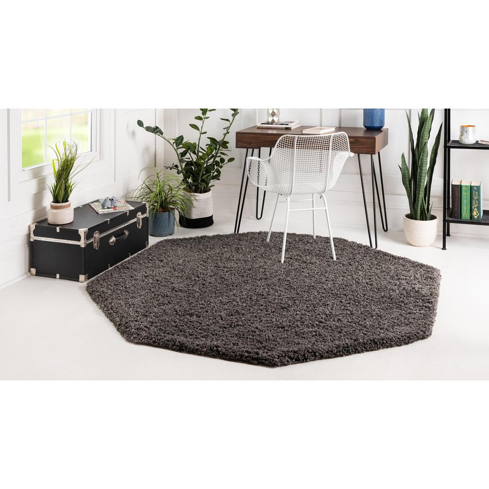 Unique Loom 6 Ft Octagon Rug in Graphite Gray (3151306). Picture 3