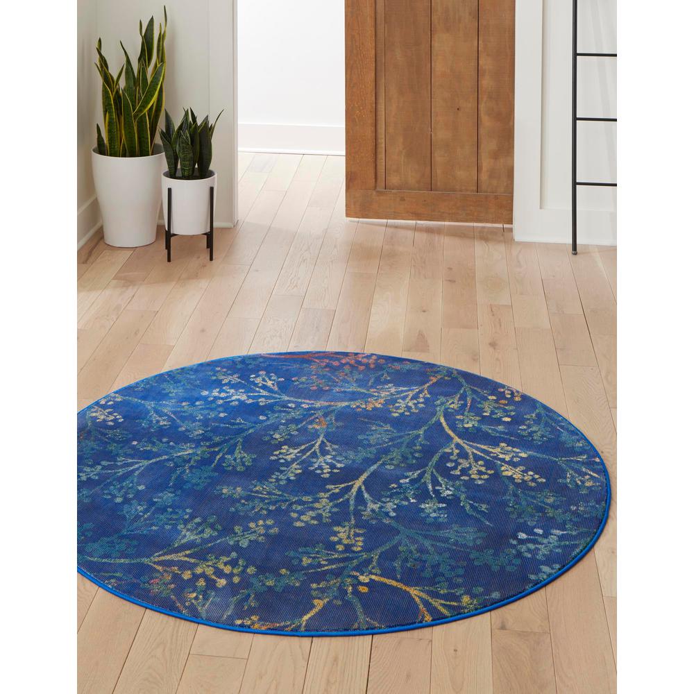 Unique Loom 7 Ft Round Rug in Blue (3163762). Picture 2