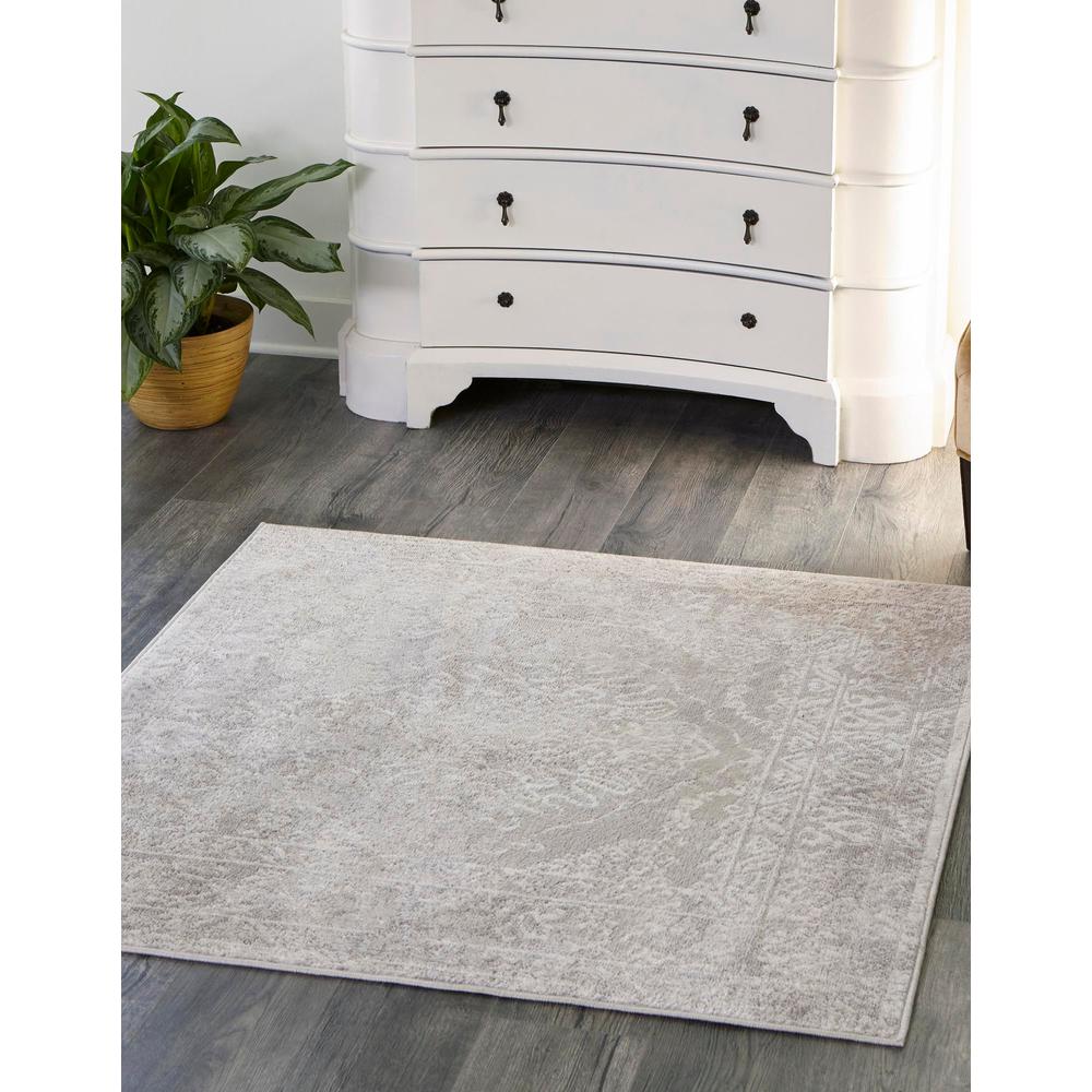 Unique Loom 6 Ft Square Rug in Gray (3155634). Picture 2
