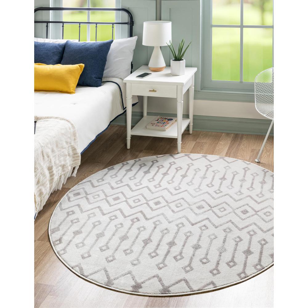 Unique Loom 5 Ft Round Rug in Pearl (3161007). Picture 3