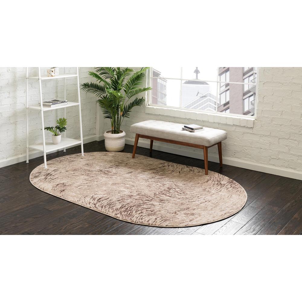 Unique Loom 8x10 Oval Rug in Brown (3154338). Picture 3