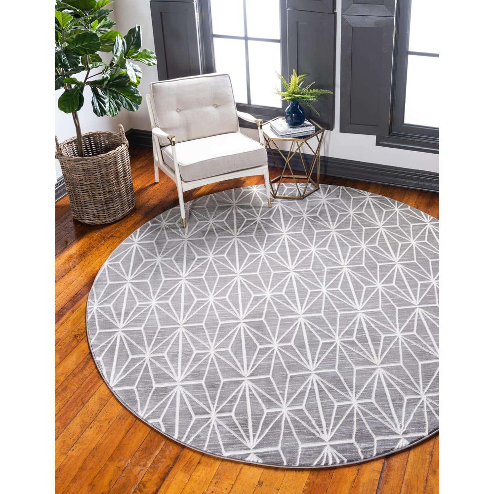 Uptown Fifth Avenue Area Rug 5' 3" x 5' 3", Round Gray. Picture 2