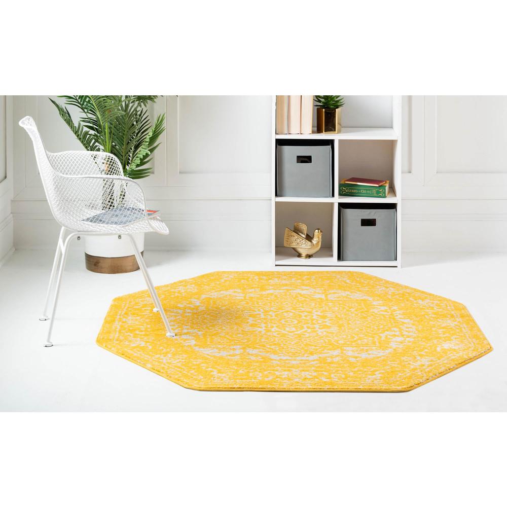 Unique Loom 8 Ft Octagon Rug in Yellow (3150414). Picture 4