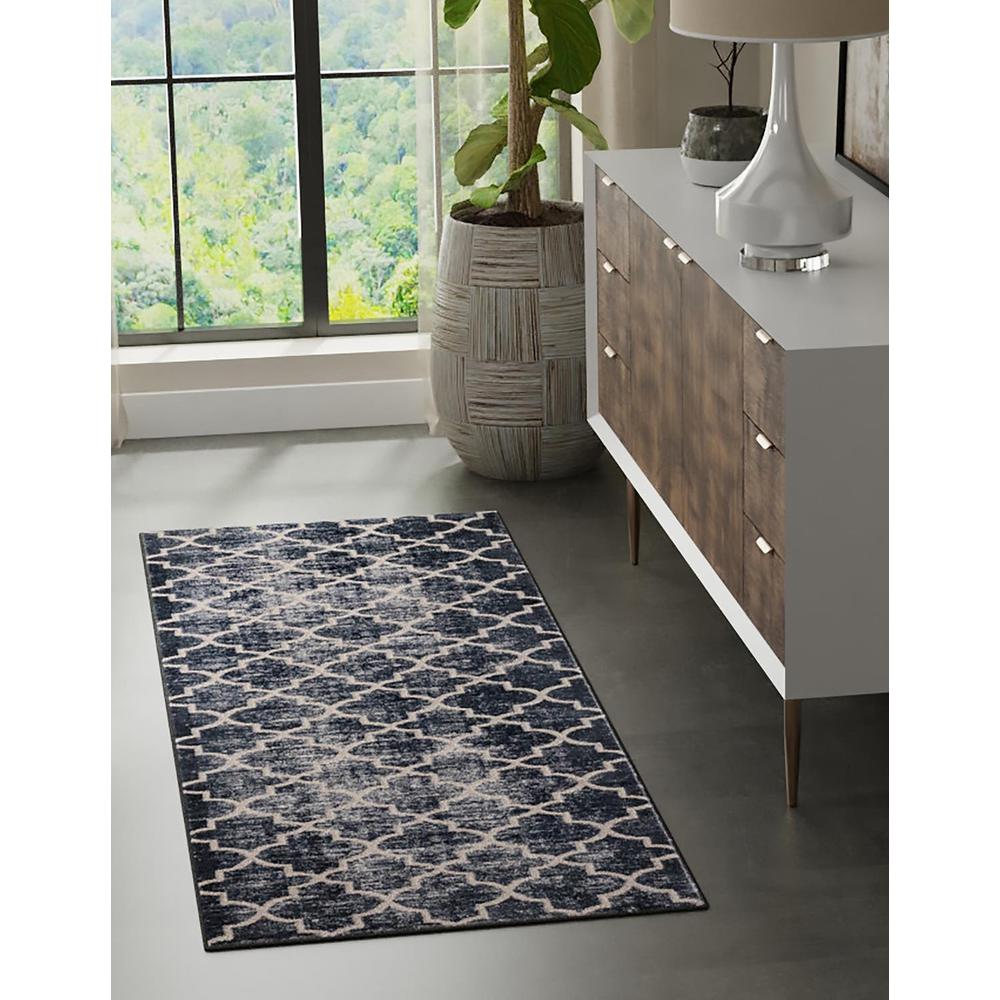 Uptown Area Rug 2' 2" x 6' 1", Runner Navy Blue. Picture 2