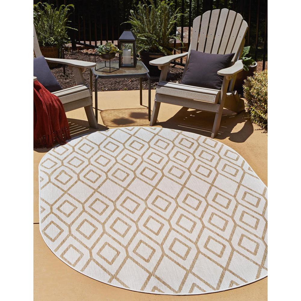 Jill Zarin Outdoor Turks and Caicos Area Rug 7' 10" x 10' 0", Oval Beige. Picture 2