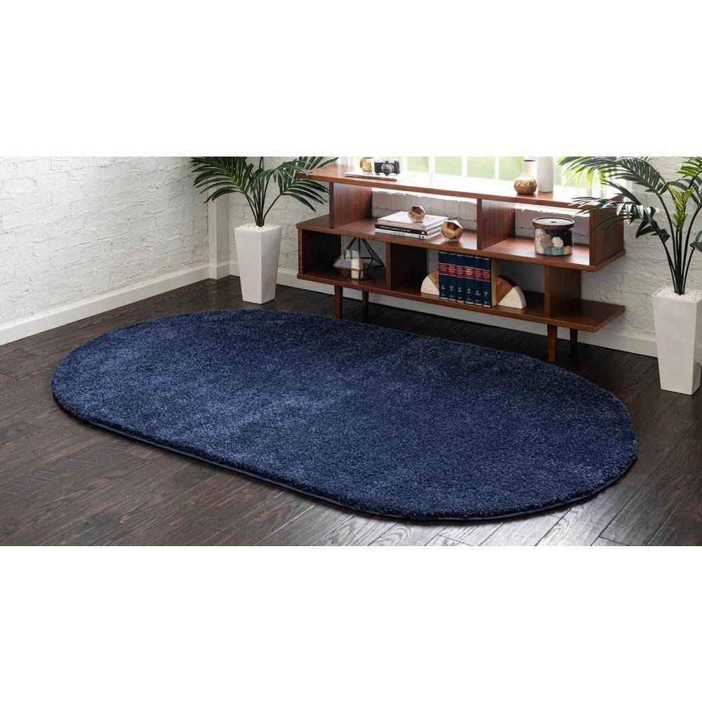 Unique Loom 5x8 Oval Rug in Navy Blue (3152912). Picture 3