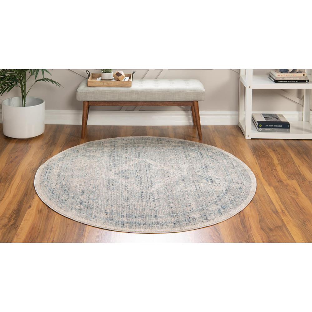 Unique Loom 5 Ft Round Rug in Gray (3147865). Picture 3