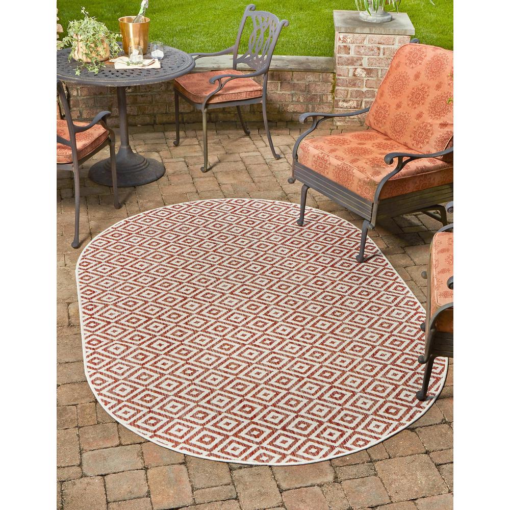 Jill Zarin Outdoor Costa Rica Area Rug 5' 3" x 8' 0", Oval Rust Red. Picture 2