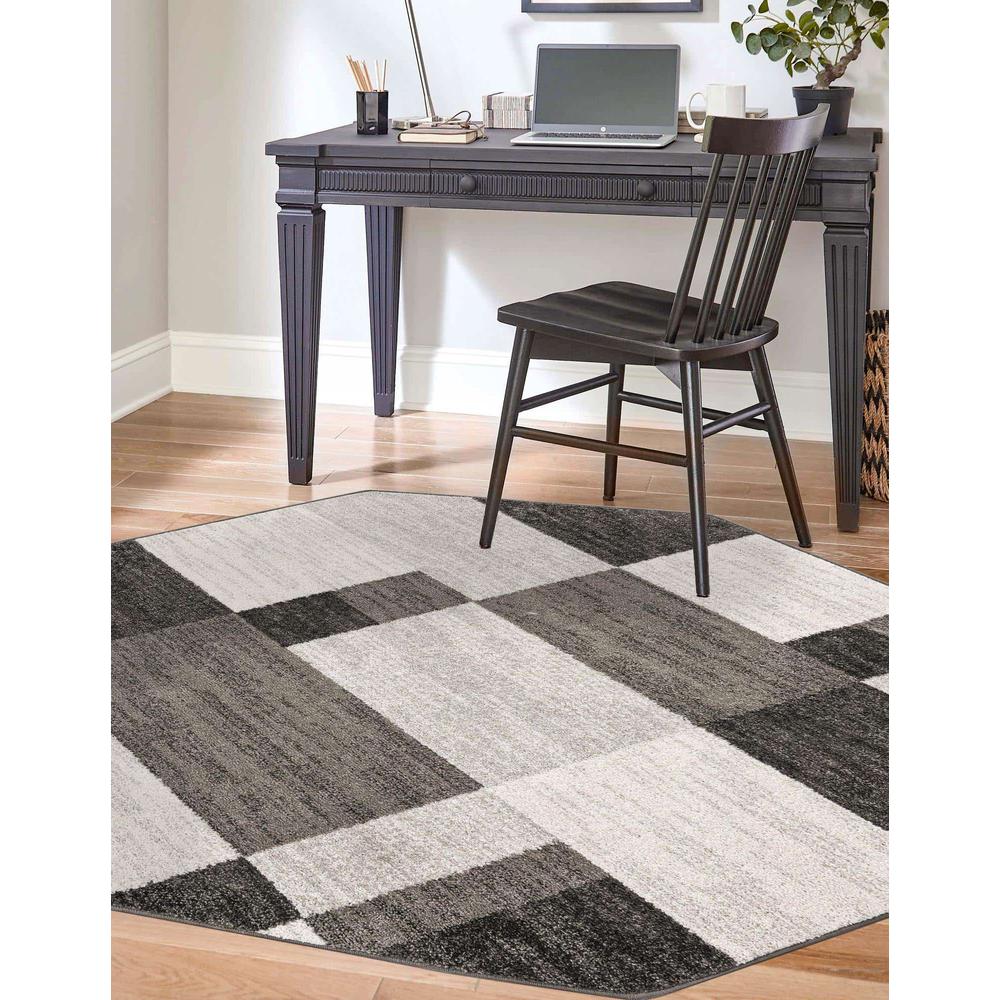 Autumn Collection, Area Rug, Gray, 7' 10" x 7' 10", Octagon. Picture 3