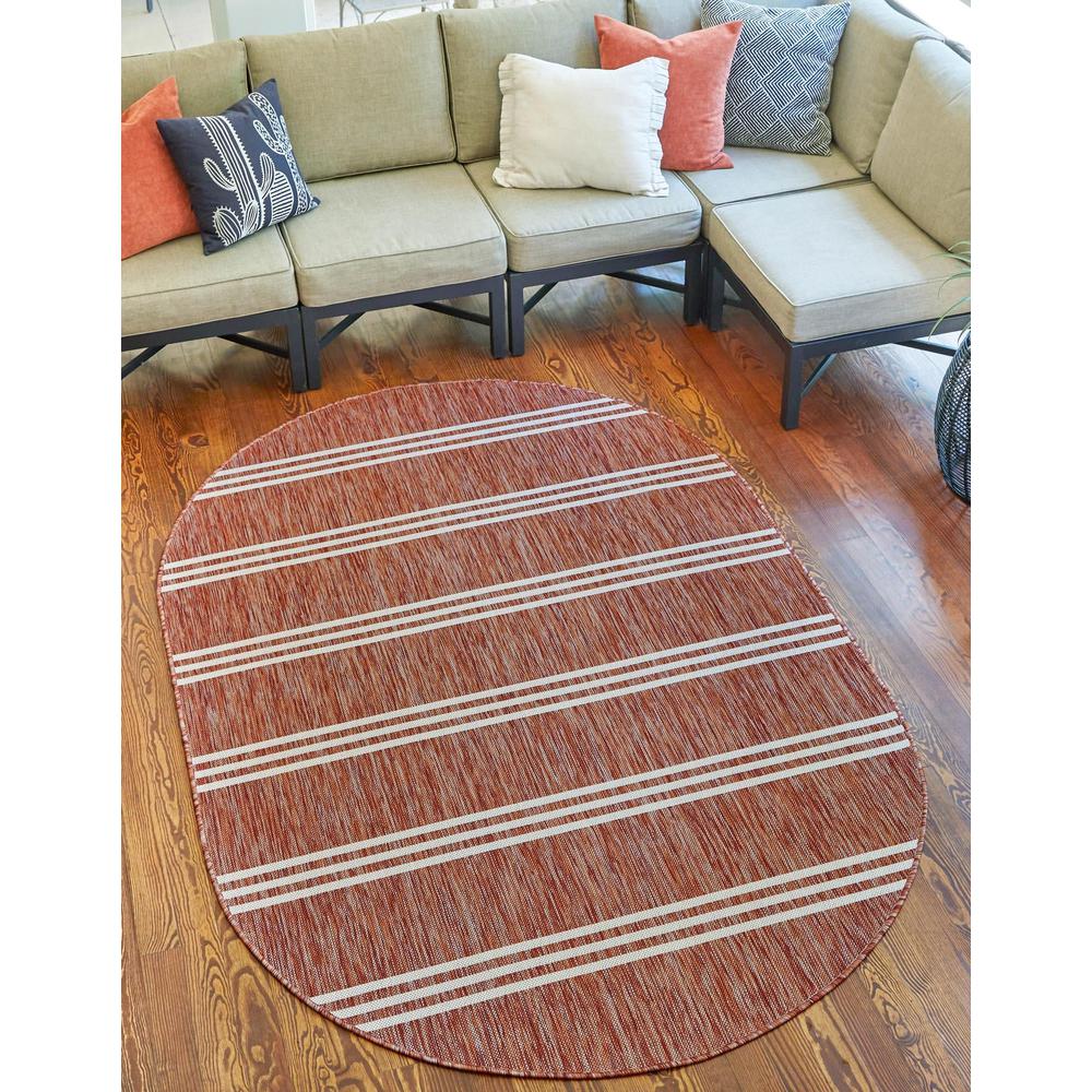 Jill Zarin Outdoor Anguilla Area Rug 5' 3" x 8' 0", Oval Rust Red. Picture 2