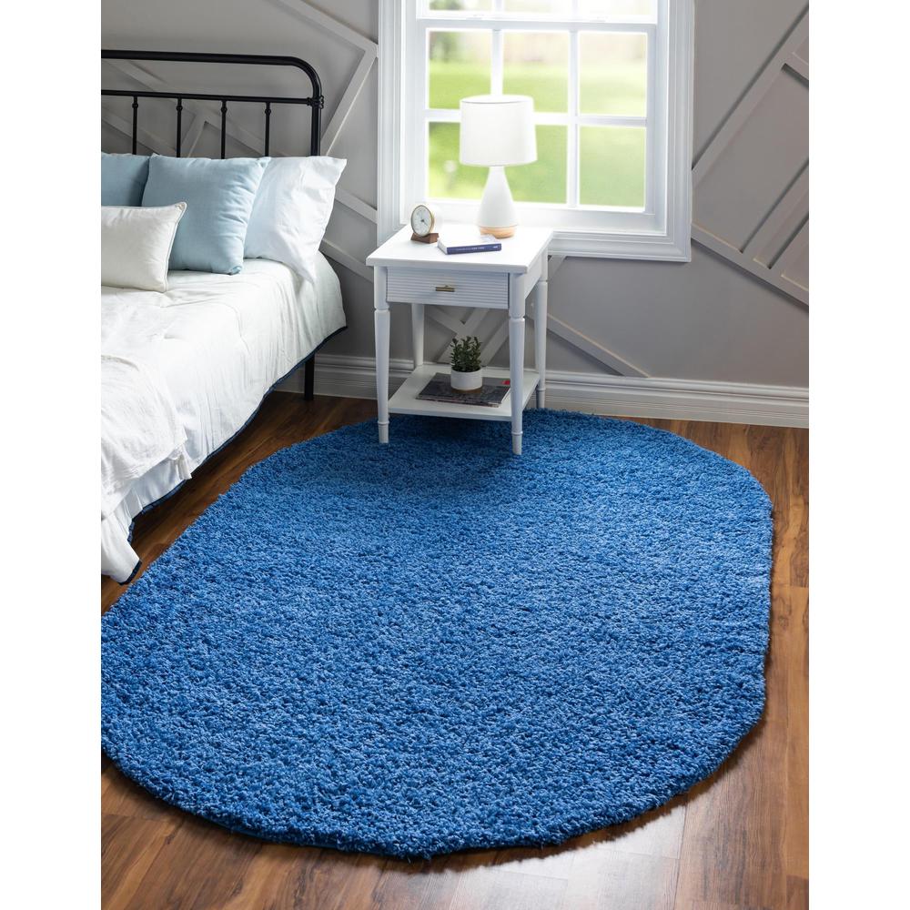 Unique Loom 5x8 Oval Rug in Periwinkle Blue (3151475). Picture 2