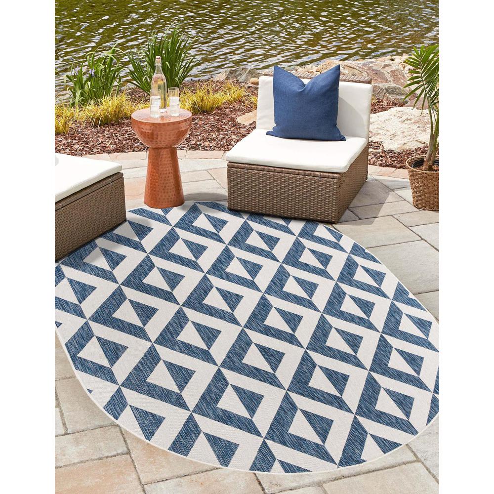Jill Zarin Outdoor Napa Area Rug 5' 0" x 8' 0", Oval Blue. Picture 2