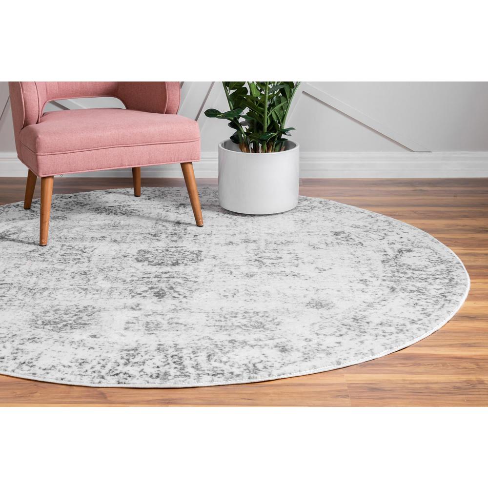 Unique Loom 4 Ft Round Rug in Gray (3151826). Picture 3