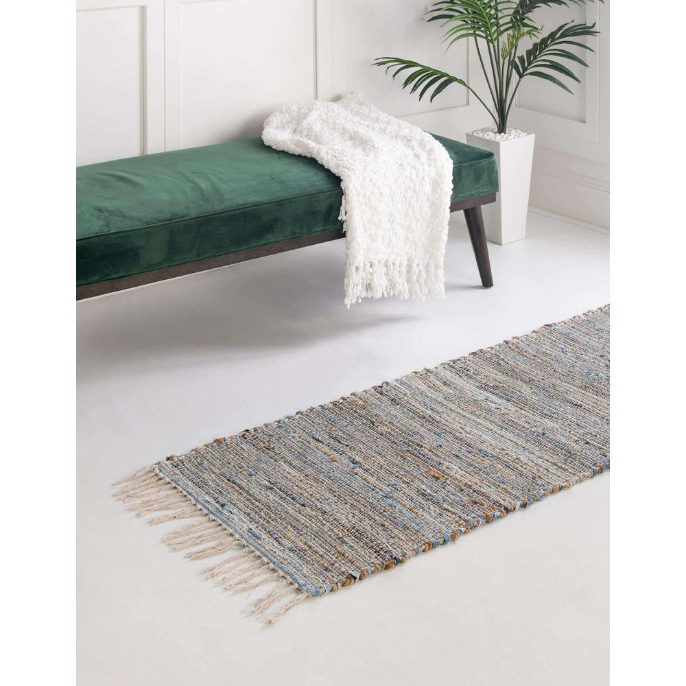 Chindi Jute Collection, Area Rug, Blue, 2' 7" x 13' 1", Runner. Picture 2