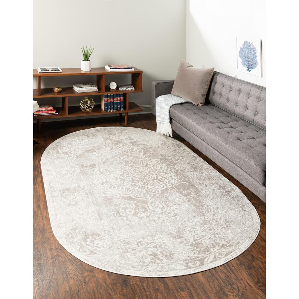 Unique Loom 5x8 Oval Rug in Gray (3155636). Picture 2